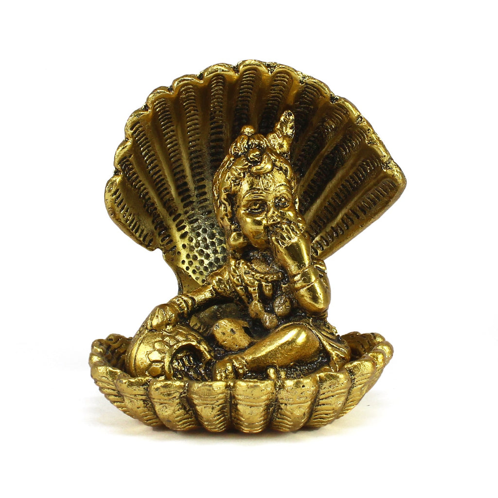 Golden Metal Bal Gopal Krishna Statue having Makhan Kafalo
