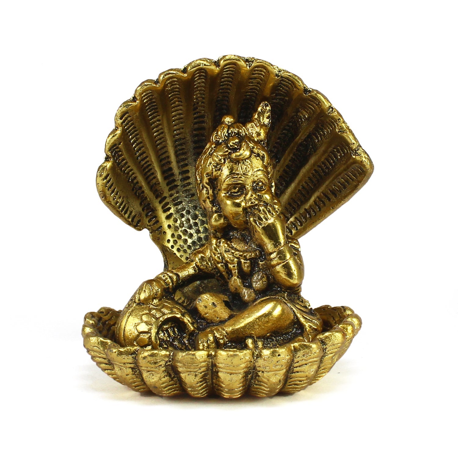Golden Metal Bal Gopal Krishna Statue having Makhan Kafalo