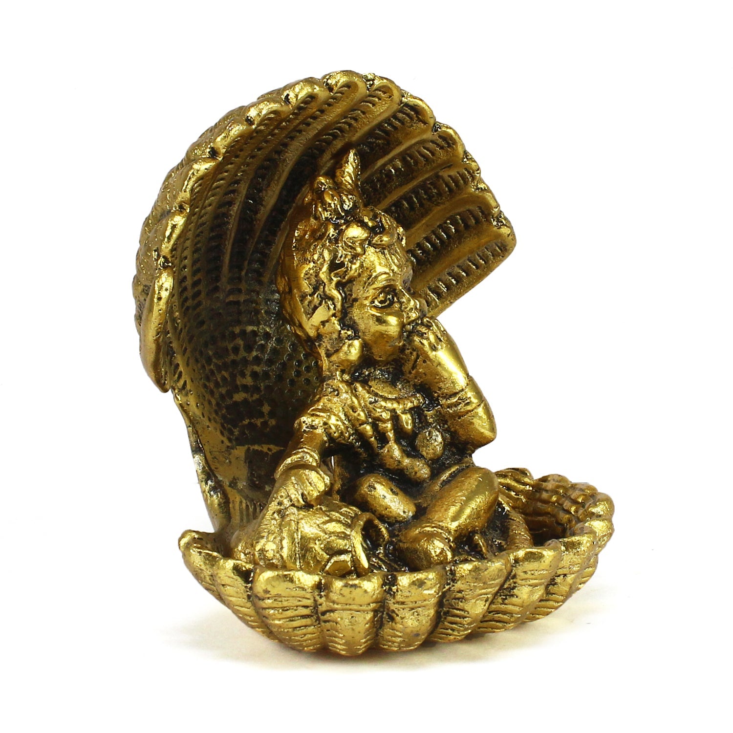Golden Metal Bal Gopal Krishna Statue having Makhan Kafalo