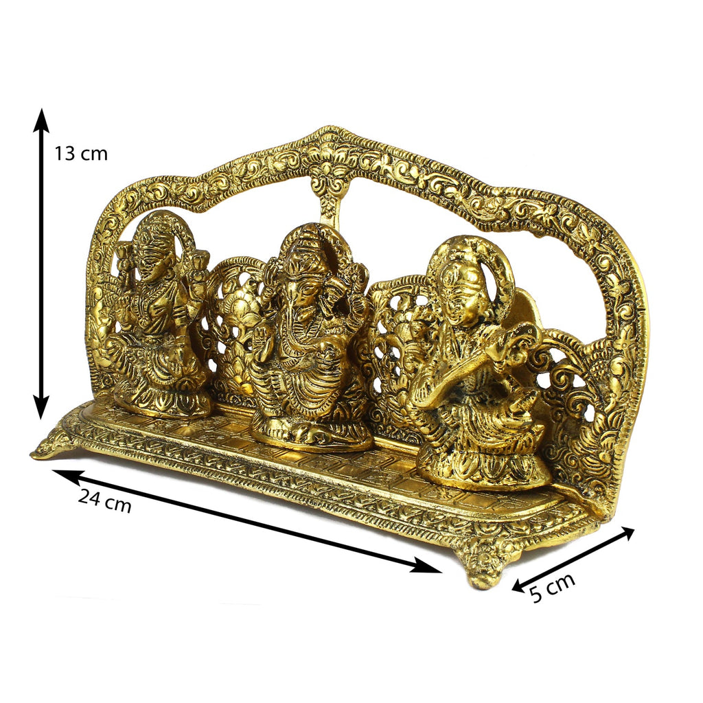 Golden Laxmi Ganesha Saraswati Murtis Religious Idols Kafalo