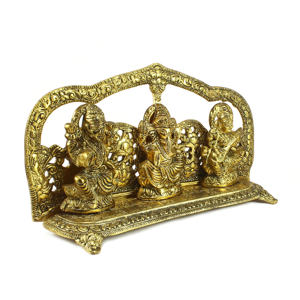 Golden Laxmi Ganesha Saraswati Murtis Religious Idols Kafalo