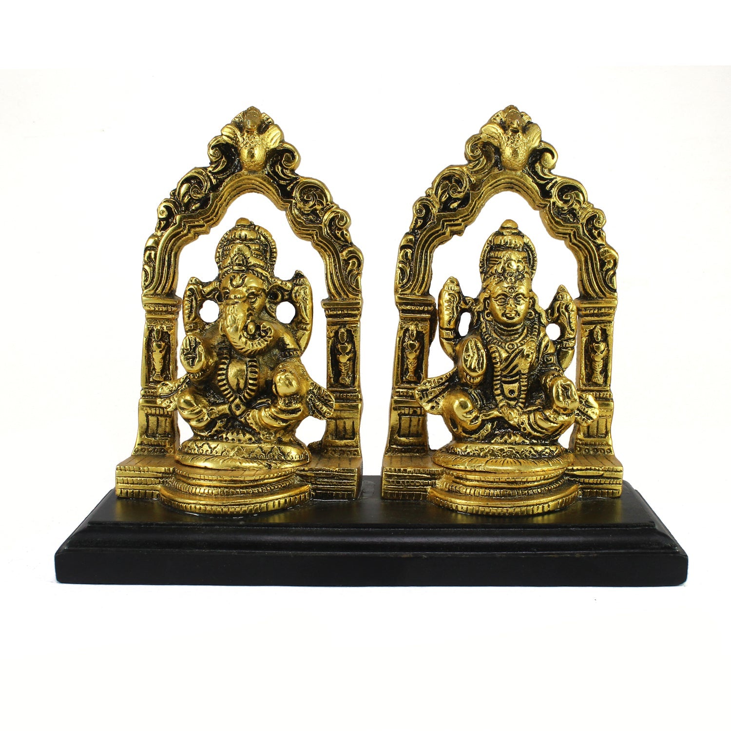 Golden Metal Laxmi Ganesh Murti Religious Idols Kafalo