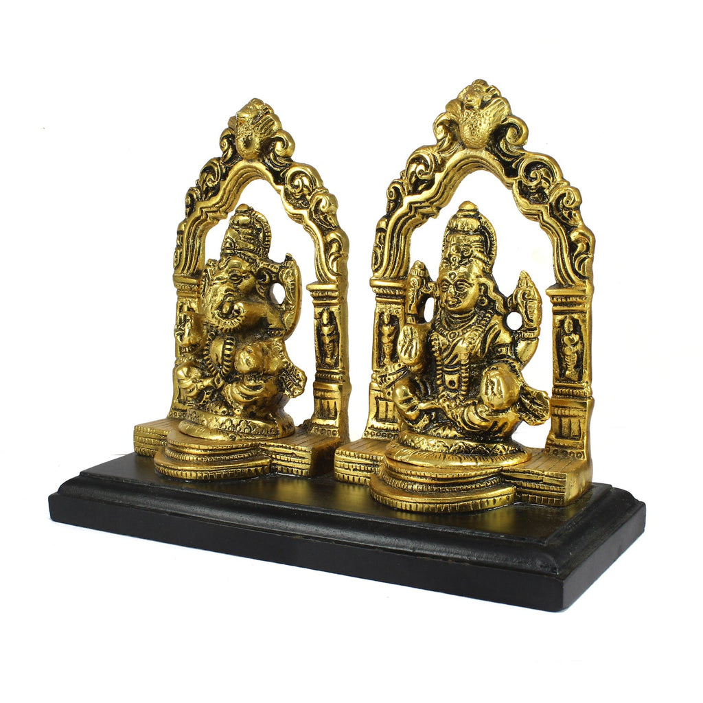 Golden Metal Laxmi Ganesh Murti Religious Idols Kafalo