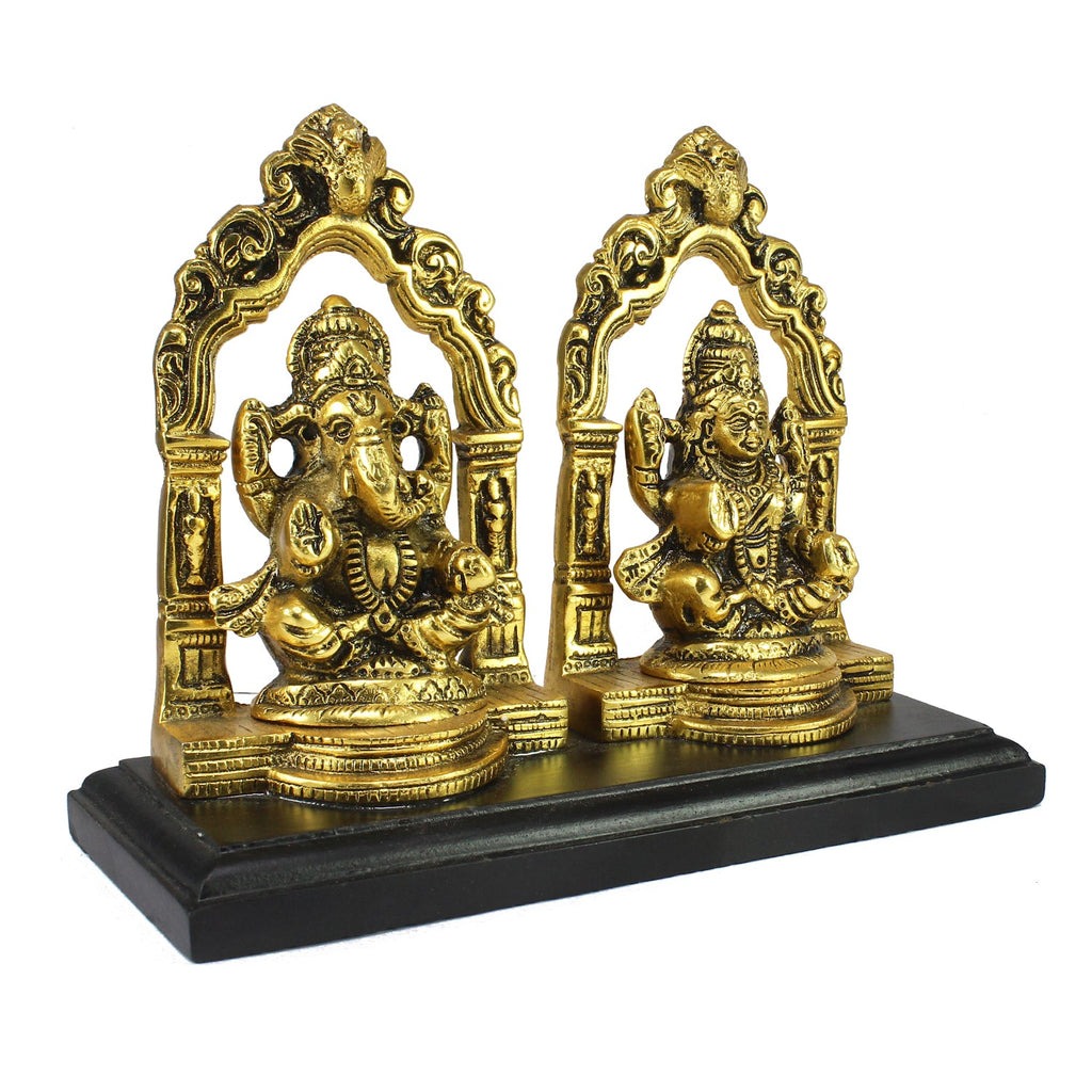 Golden Metal Laxmi Ganesh Murti Religious Idols Kafalo