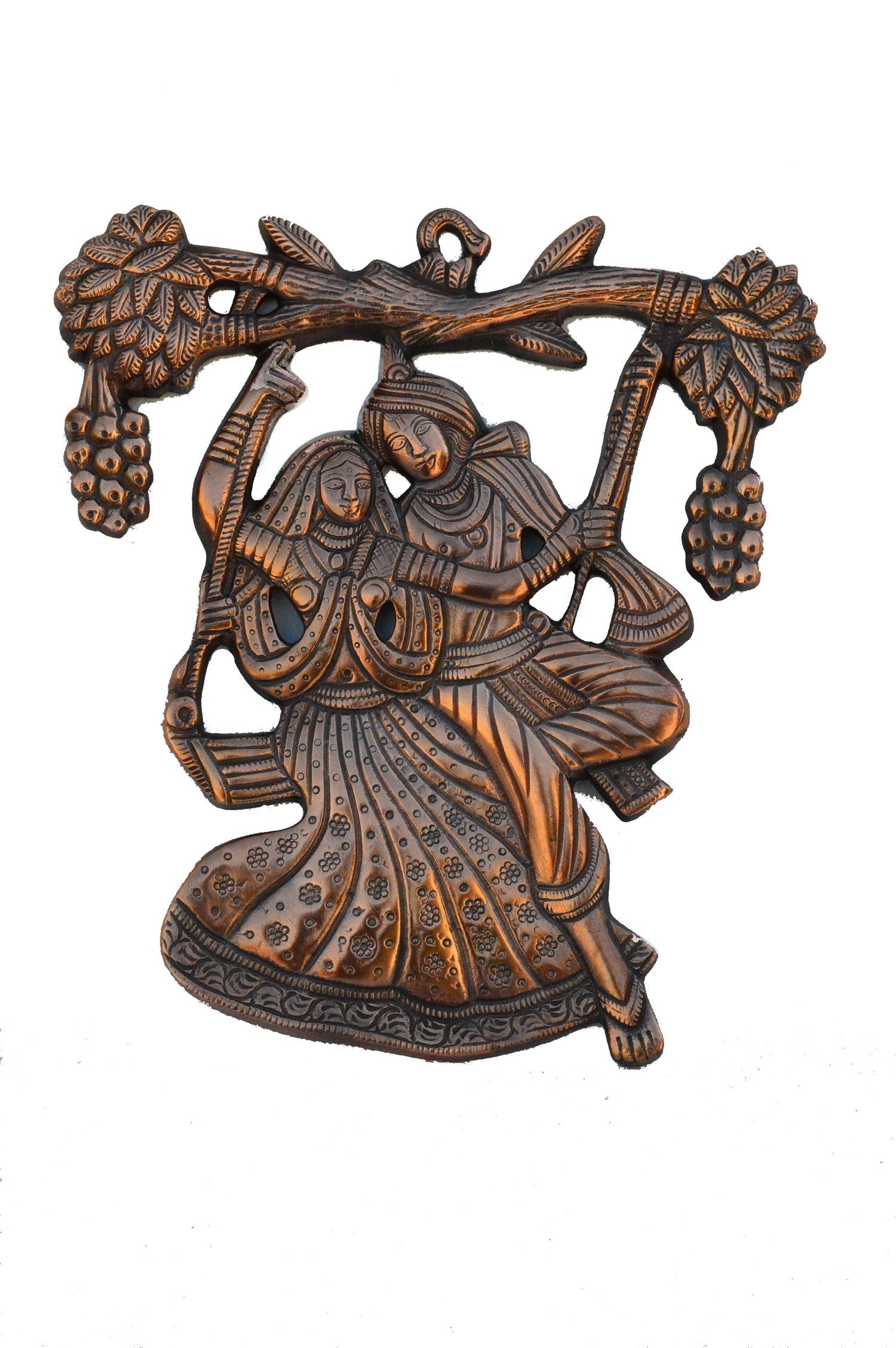 Beautiful Radha Krishna On Swing Metal Wall Hanging Kafalo