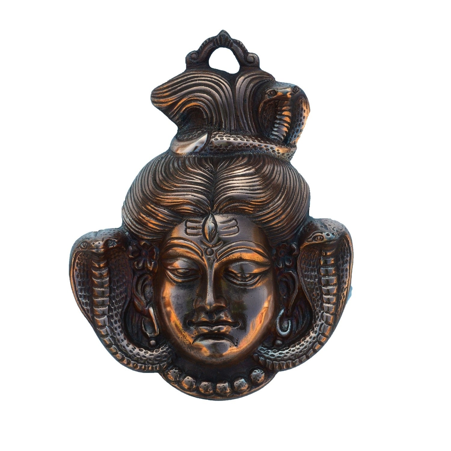Brown Lord Shiva Face Metal Wall hanging Kafalo