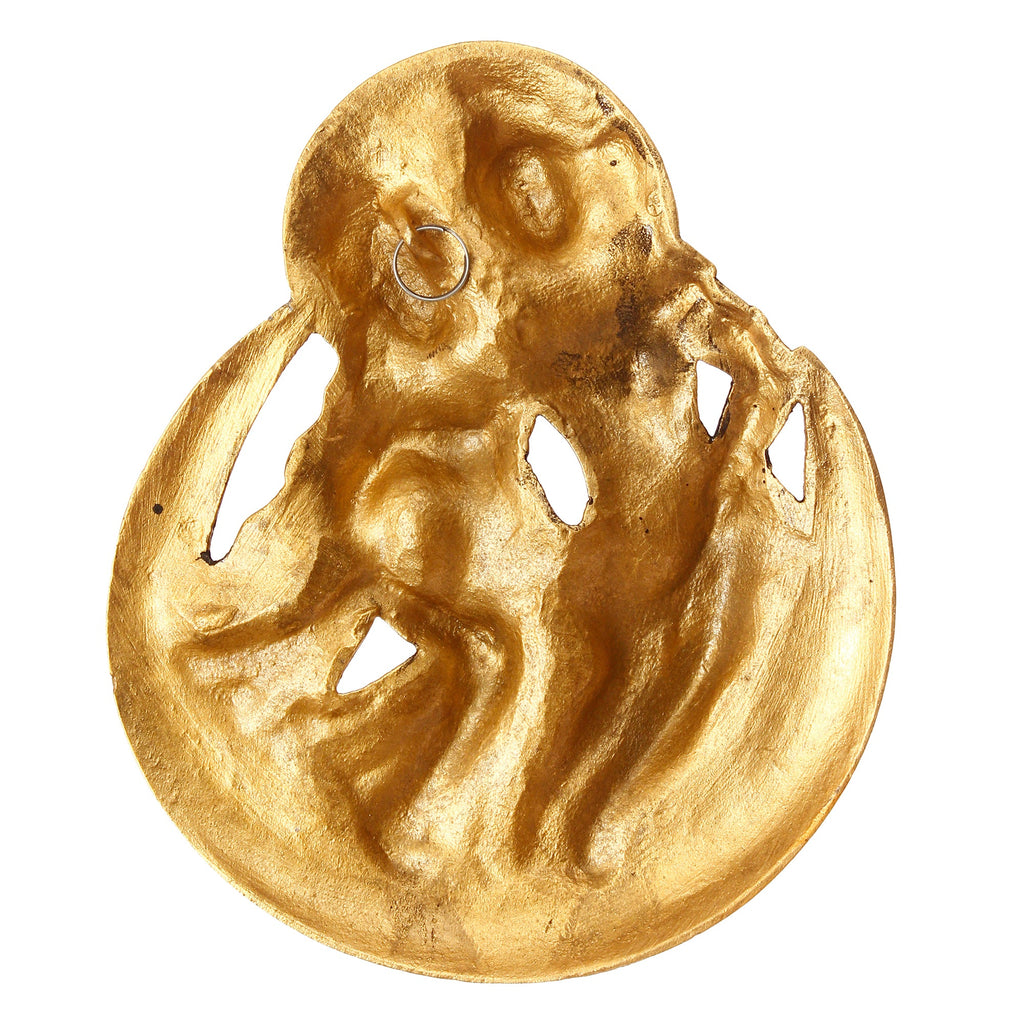 Golden Metal Shiva Parvati Idol Decorative Wall Hanging Art Kafalo