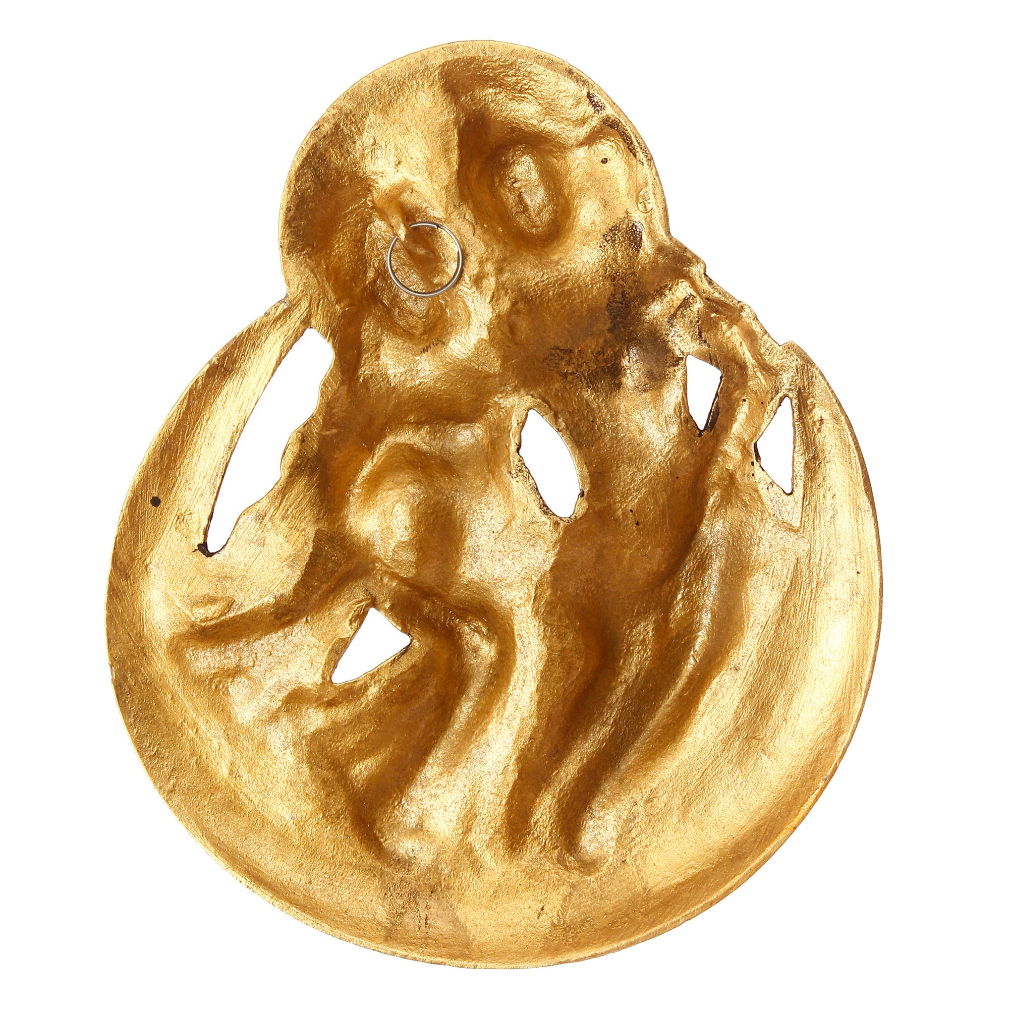 Golden Metal Shiva Parvati Idol Decorative Wall Hanging Art Kafalo