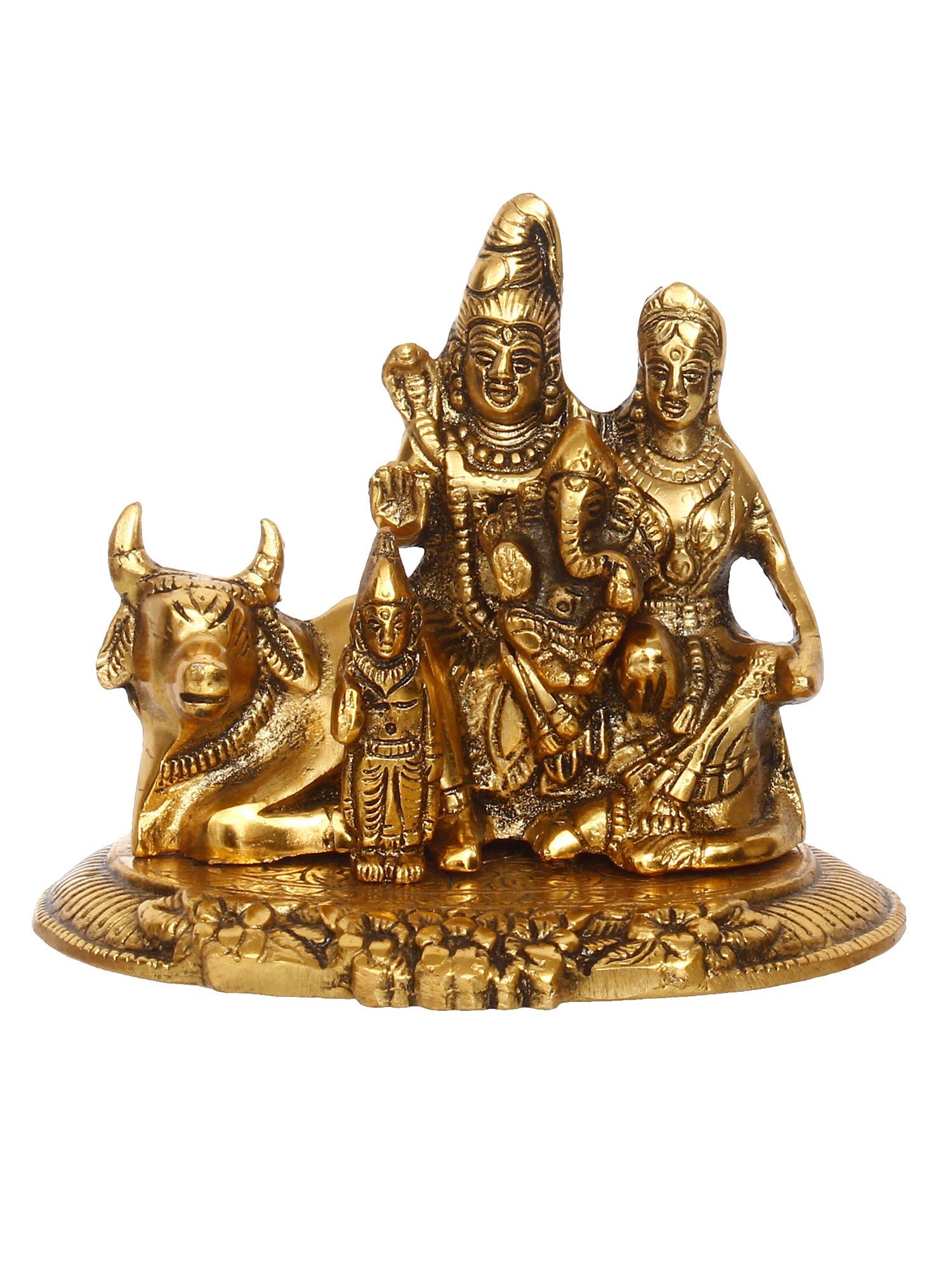 Lord Shiva Parvati Ganesh Idols Sitting On Nandi Figurine Kafalo