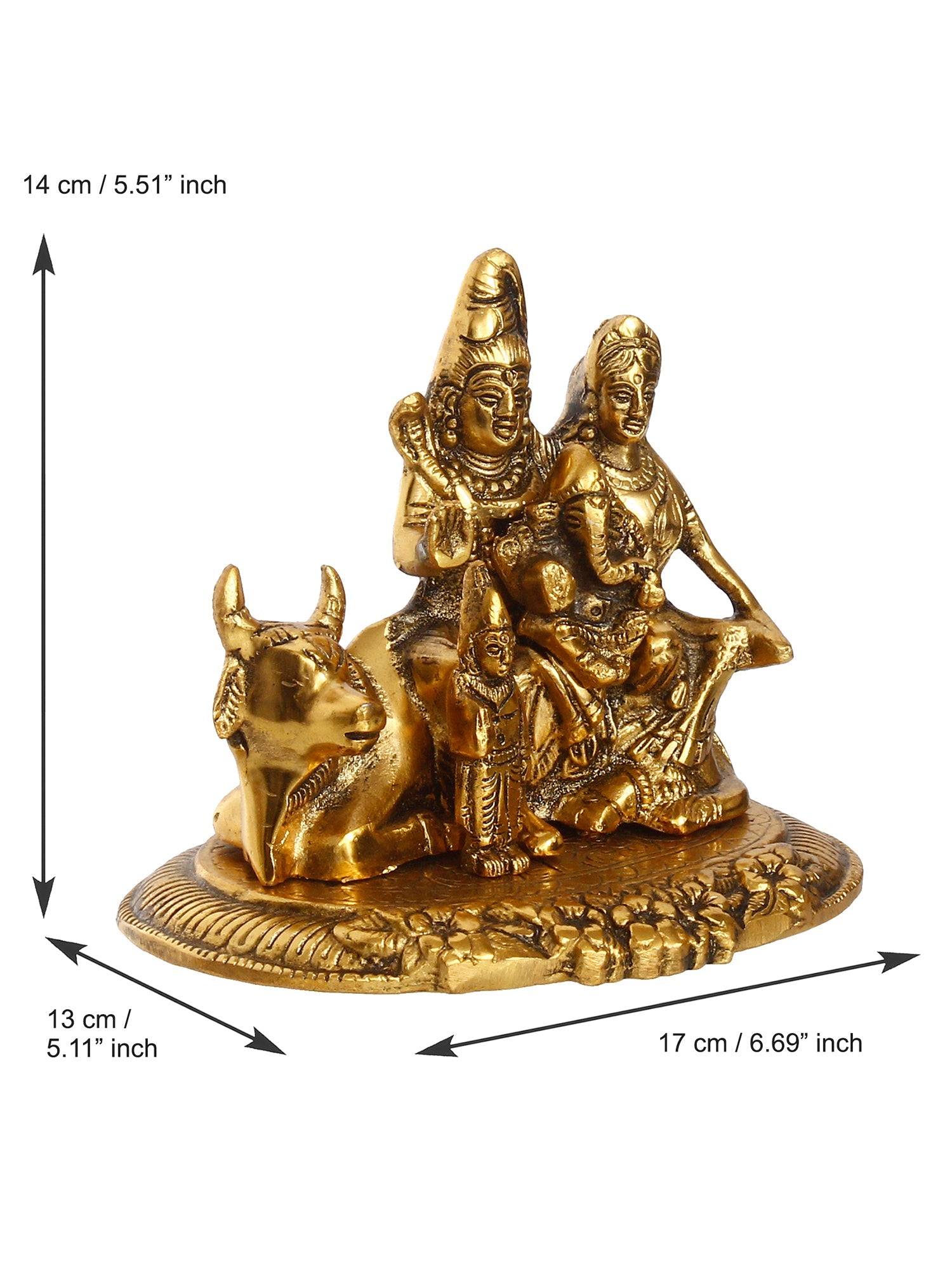 Lord Shiva Parvati Ganesh Idols Sitting On Nandi Figurine Kafalo