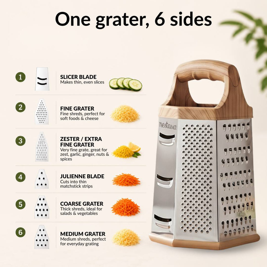 Stainless Steel 6 Sided Grater Nestasia