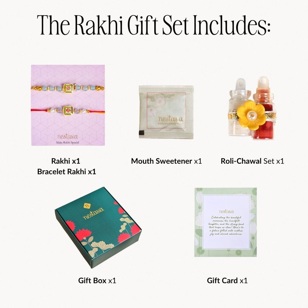 Kundan Motif Rakhi Bracelet Gift Set Nestasia