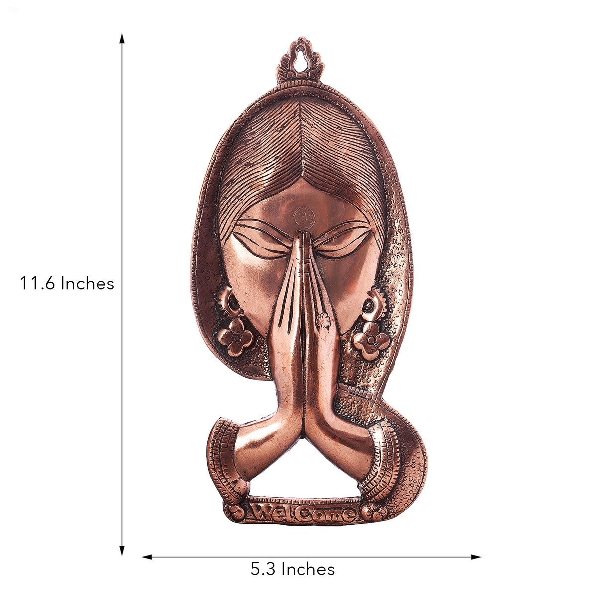 Welcome Namaste Lady Metal Wall Hanging Decorative Showpiece Kafalo