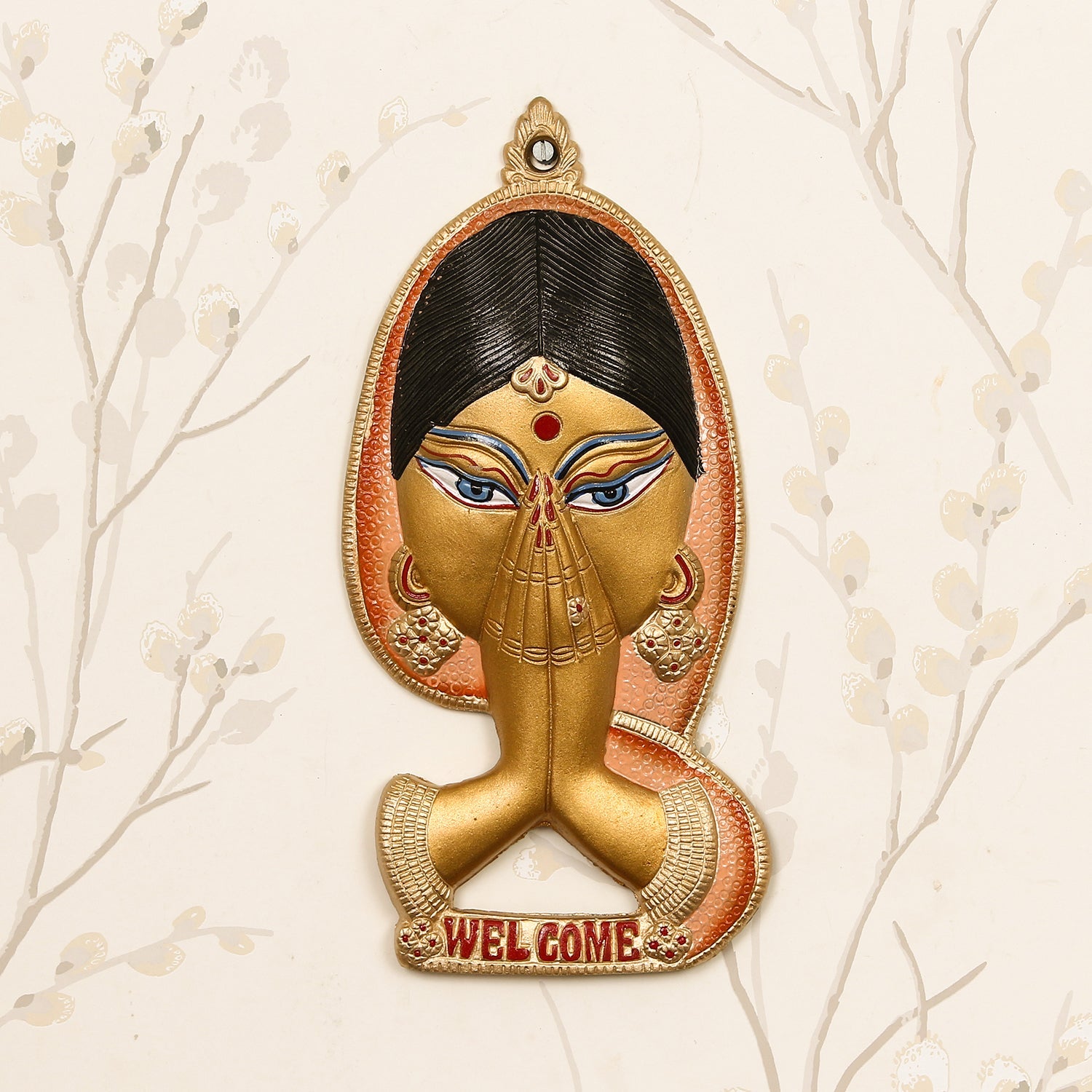 Colorful Metal Welcome Namaste Lady Door Wall Hanging Decorative Showpiece Kafalo