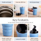 Brewster Easy Sip Copper Insulated Travel Mug Azure Blue 350ml Nestasia