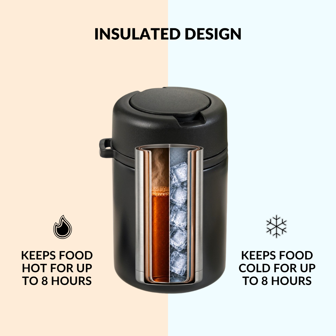 AMPM Portable Jar With Food Box Black 460ml Nestasia