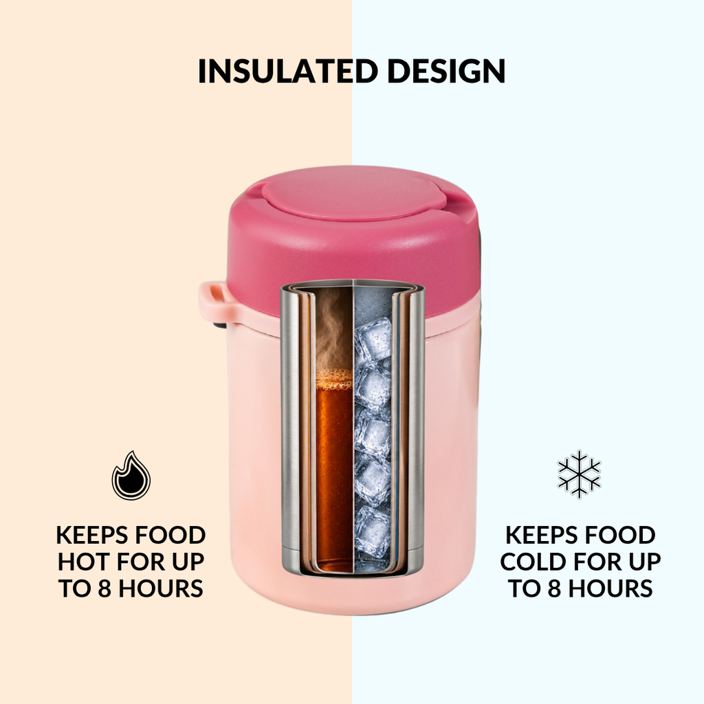 AMPM Portable Jar With Dressing Cup And Spoon Pink 460ml Nestasia