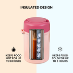 AMPM Portable Jar With Dressing Cup And Spoon Pink 460ml Nestasia