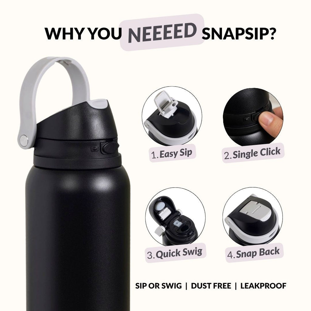 SnapSip Tumbler With Top Handle Midnight Slate 1000ml Nestasia