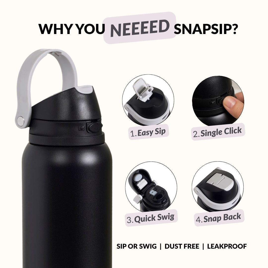 SnapSip Tumbler With Top Handle Midnight Slate 1000ml Nestasia