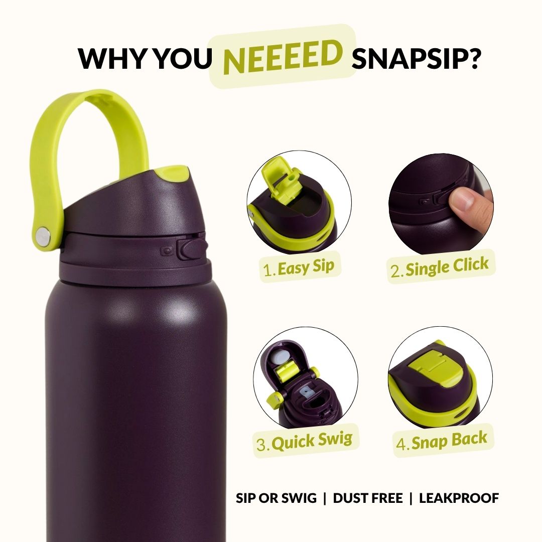 SnapSip Tumbler With Top Handle Plum Zest 1000ml Nestasia