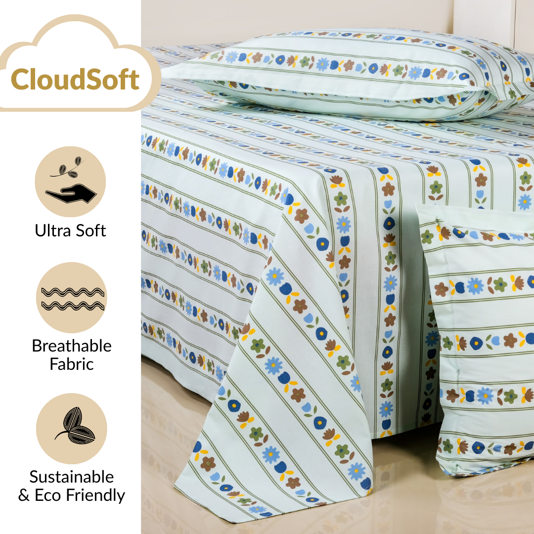 Blooming Garden Pure Cotton King Size Bedding Set 275x275cm Nestasia