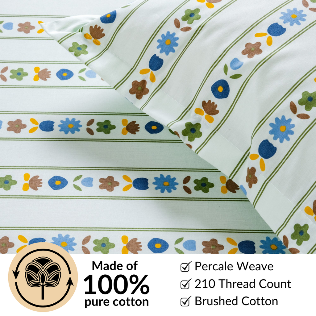 Blooming Garden Pure Cotton Queen Size Bedding Set 254x229cm Nestasia