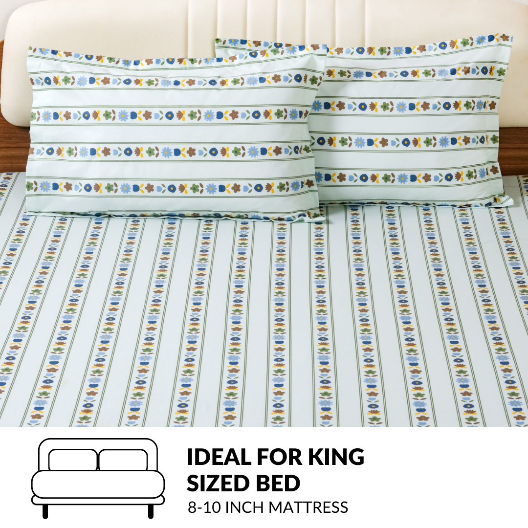 Blooming Garden Pure Cotton King Size Bedding Set 275x275cm Nestasia