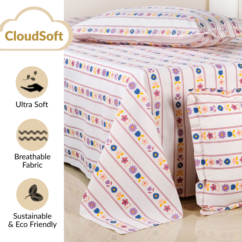 Floral Retreat Queen Size Cotton Bedding Set 254x229cm Nestasia