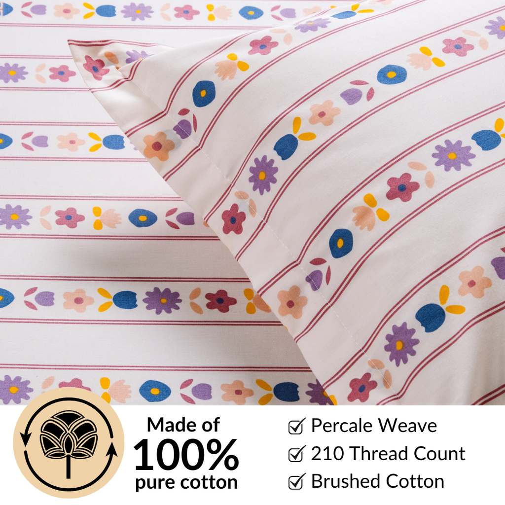 Floral Retreat Queen Size Cotton Bedding Set 254x229cm Nestasia