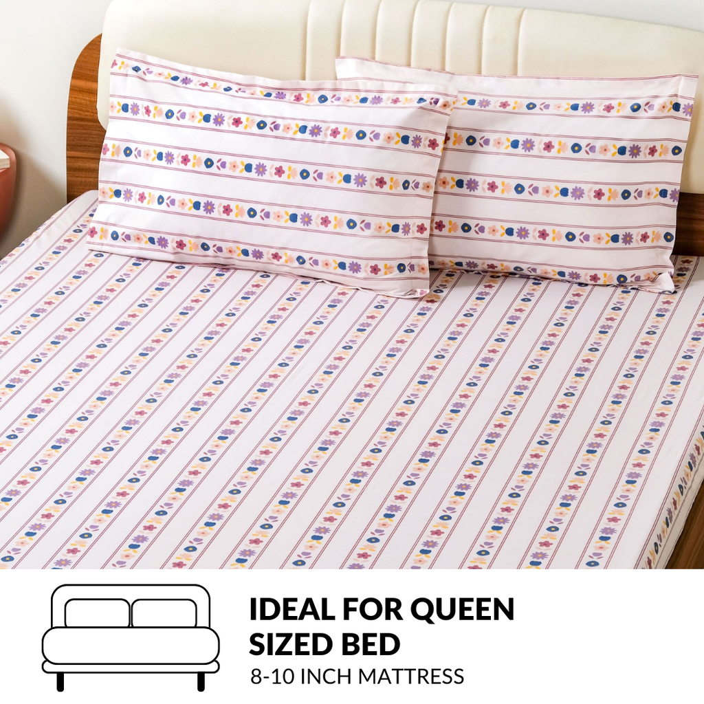 Floral Retreat Queen Size Cotton Bedding Set 254x229cm Nestasia
