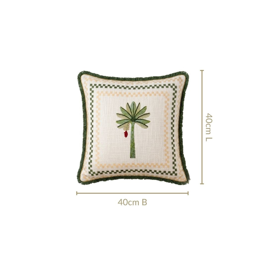 Island Plaid Cotton Embroidered Cushion Cover 40x40cm Nestasia