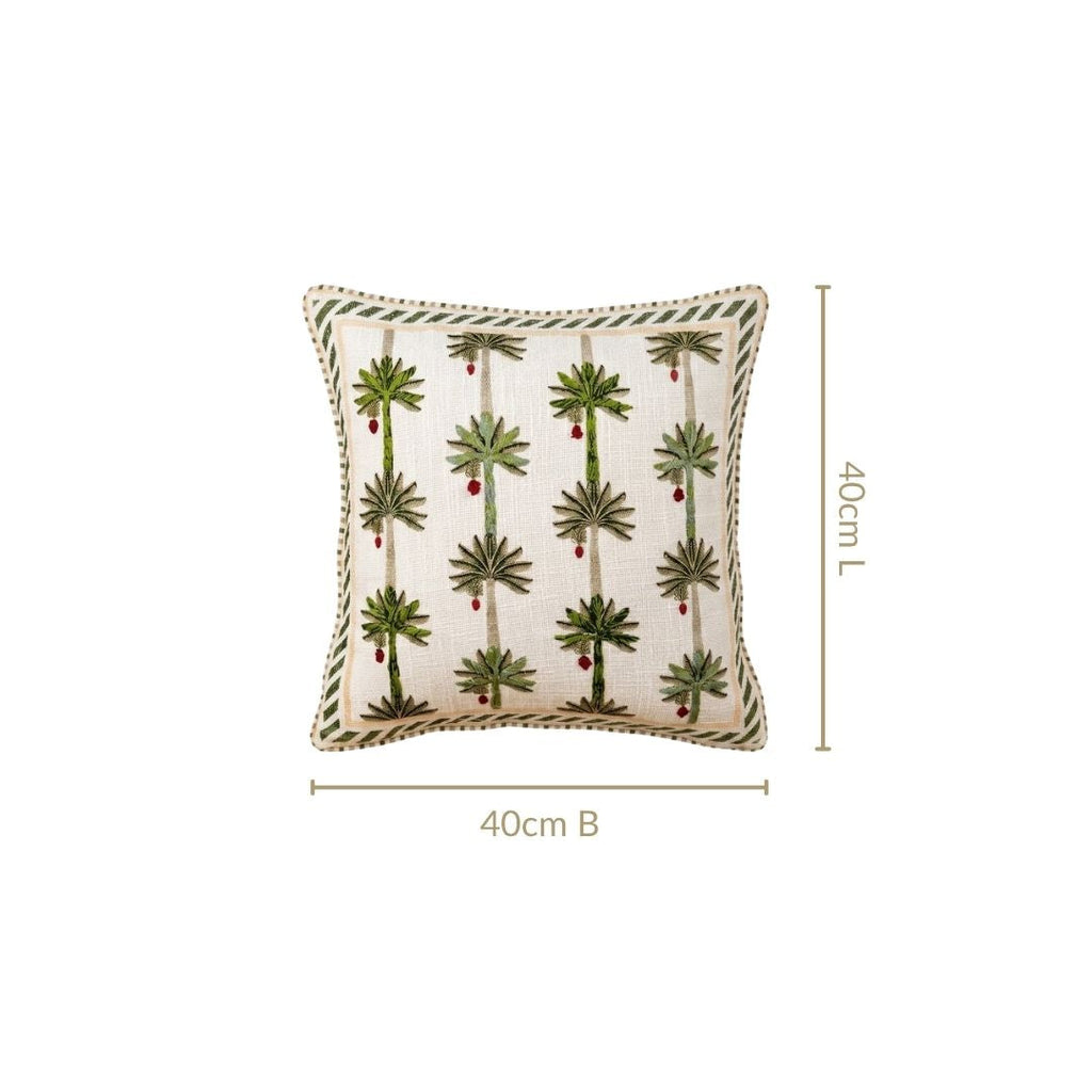 Palm Plantation Embroidered Cushion Cover 40x40cm Nestasia