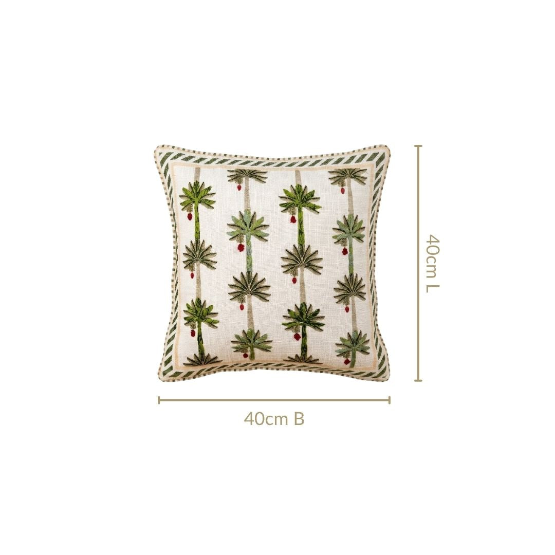 Palm Plantation Embroidered Cushion Cover 40x40cm Nestasia