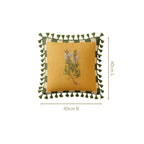 Mustard Meadow Embroidered Cotton Cushion Cover 40x40cm Nestasia