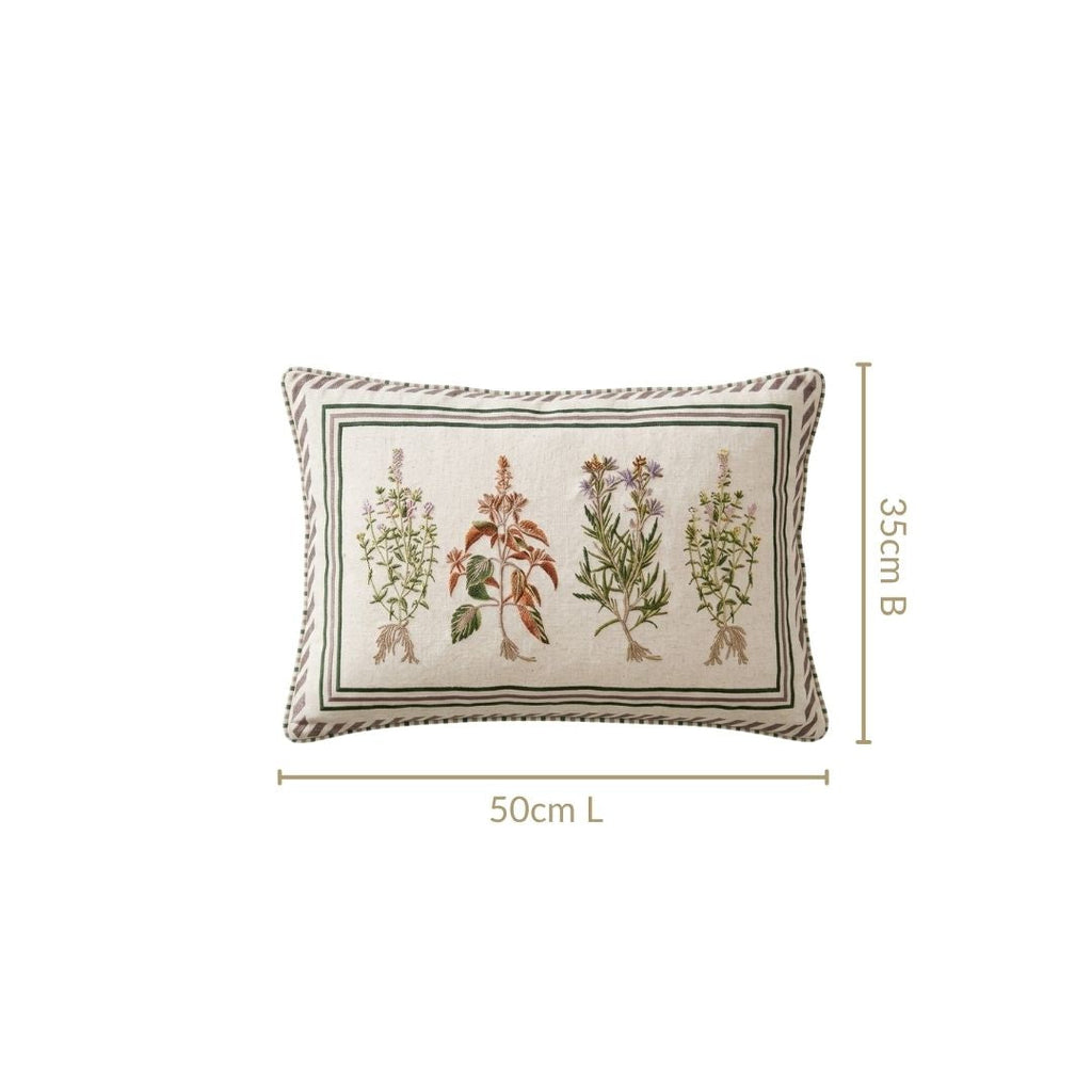 Meadow Root Cotton Embroidered Cushion Cover 50x35cm Nestasia