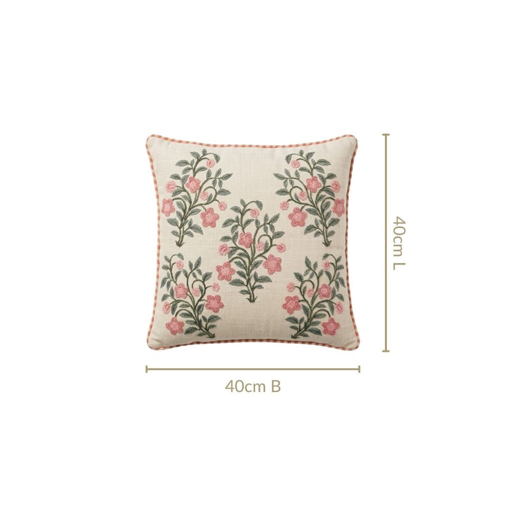 Cottagerose Cross Stitch Cotton Cushion Cover 40x40cm Nestasia