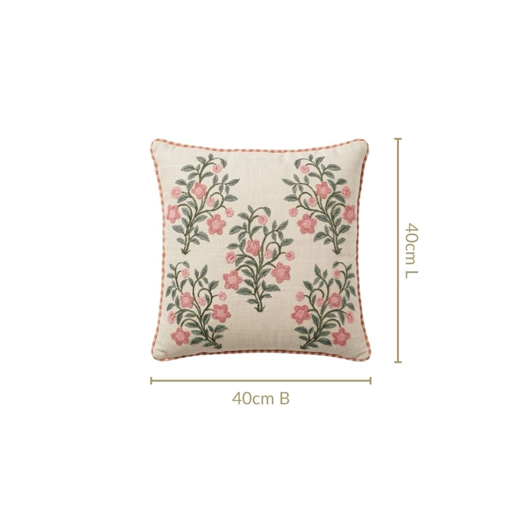 Cottagerose Cross Stitch Cotton Cushion Cover 40x40cm Nestasia