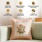 Pastel Peach Embroidered Cotton Cushion Cover 40x40cm Nestasia