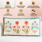 Carnation Tuft Cotton Embroidered Cushion Cover 61x36cm Nestasia