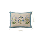 Cerulean Jardin Embroidered Cotton Cushion Cover 50x35cm Nestasia