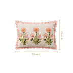 Coral Bloom Embroidered Cotton Cushion Cover 50x35cm Nestasia