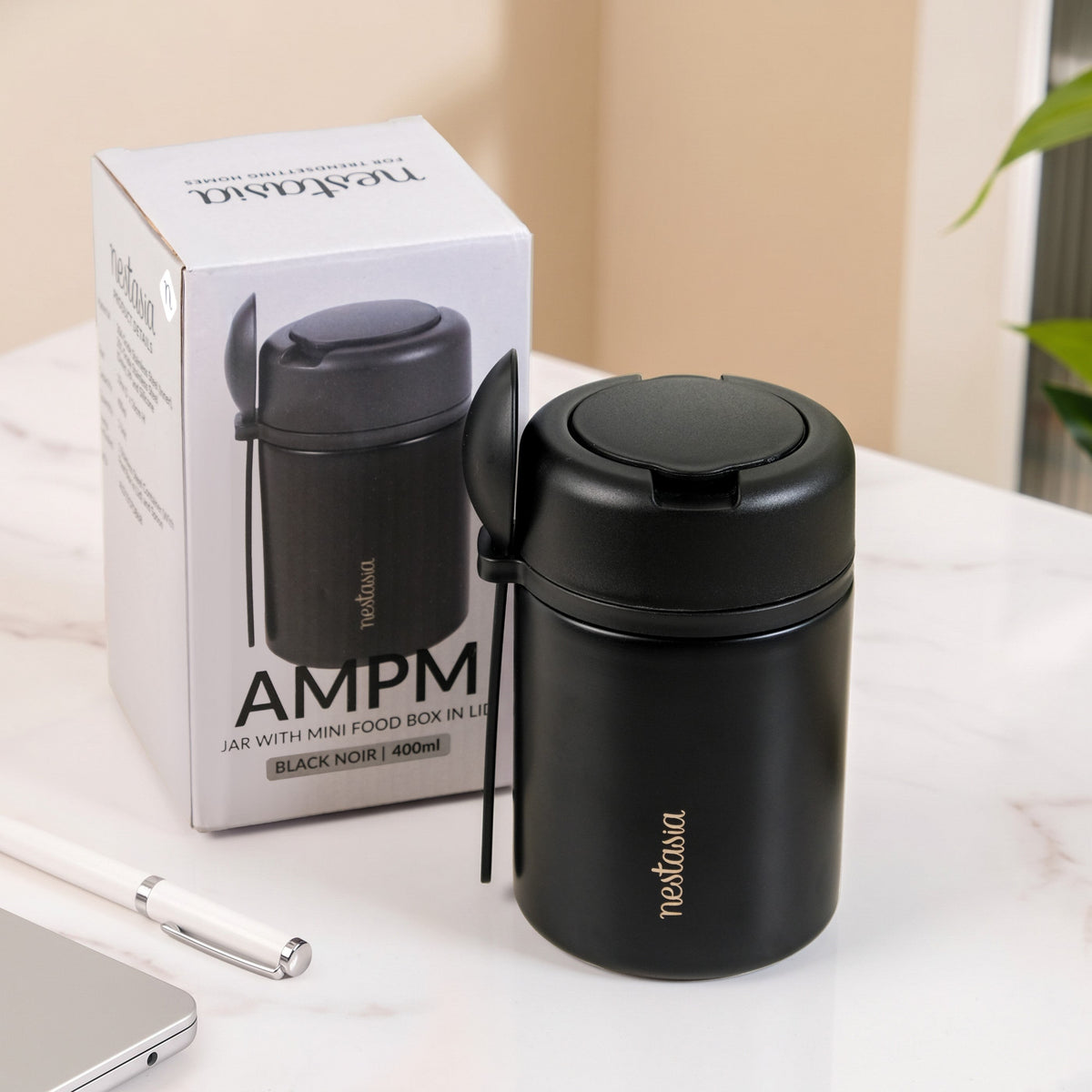 AMPM Portable Jar With Food Box Black 460ml Nestasia