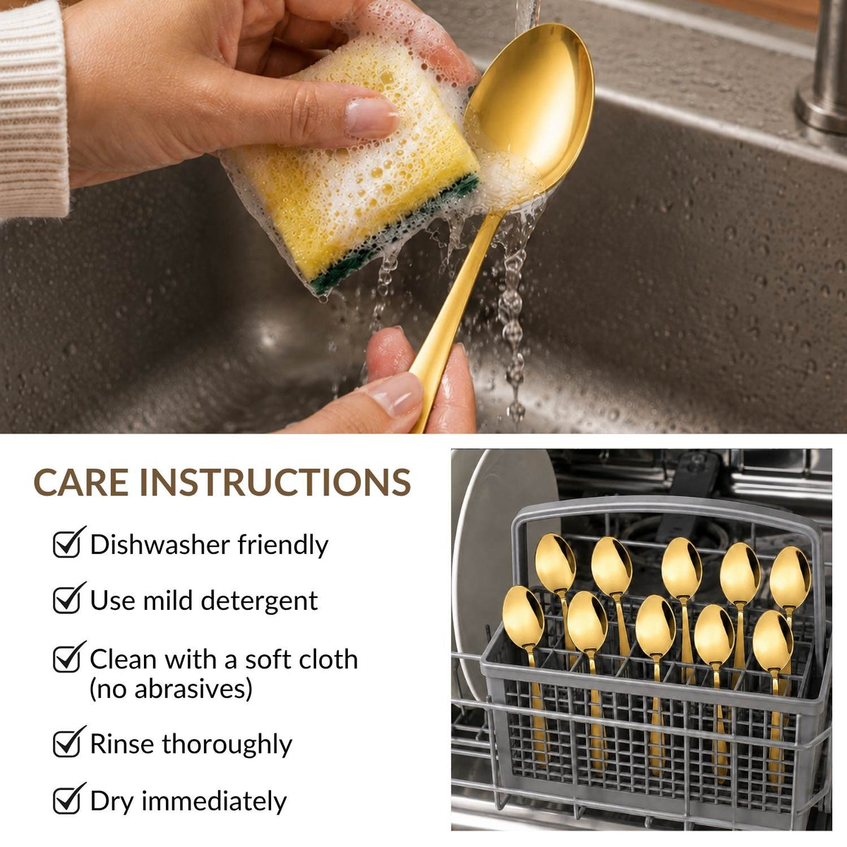 Gold PVD Coated Spoon Set Of 12 Nestasia