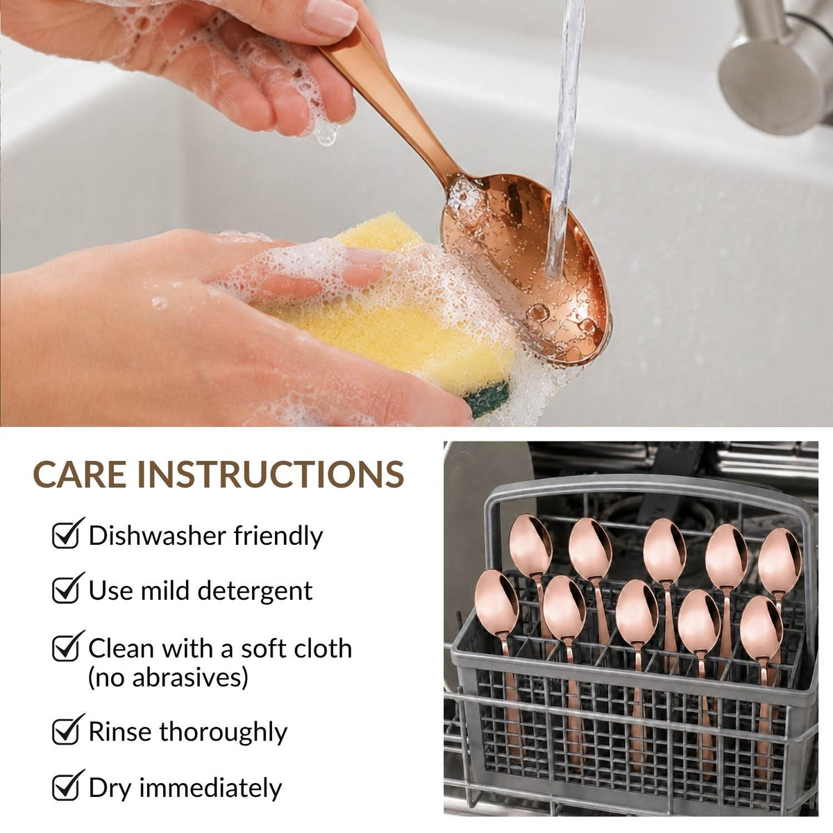 Rose Gold PVD Coated Spoon Set Of 12 Nestasia