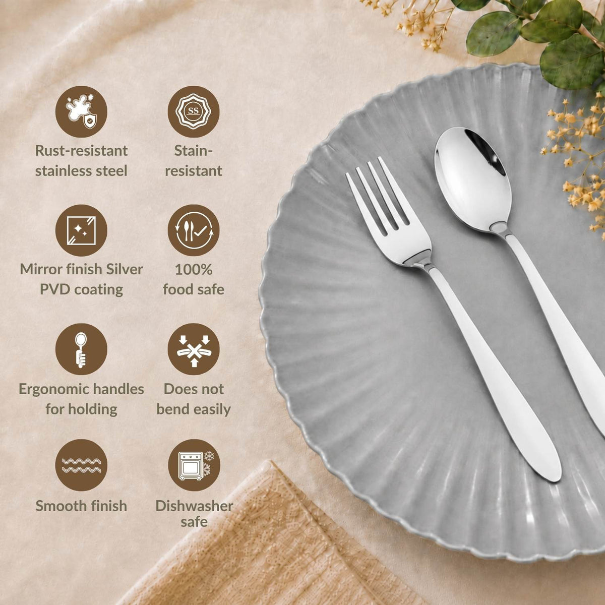 Mirror Finish Cutlery Set Of 12 Nestasia