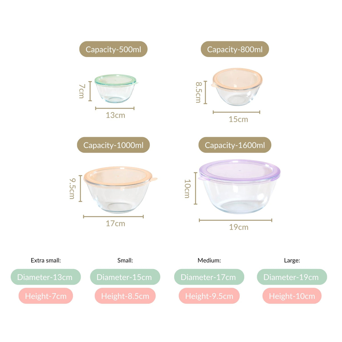 Set Of 4 Food Storage Containers With Nested Design S 500ml M 800ml L 1000ml XL 1600ml Nestasia