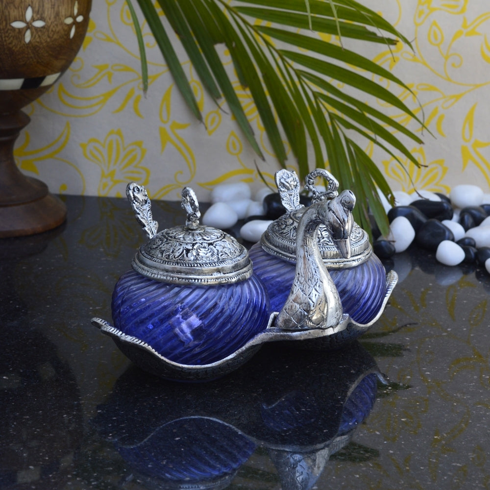 Swan Shaped Crystal Mouth Freshener Containers With 2 Spoons Kafalo