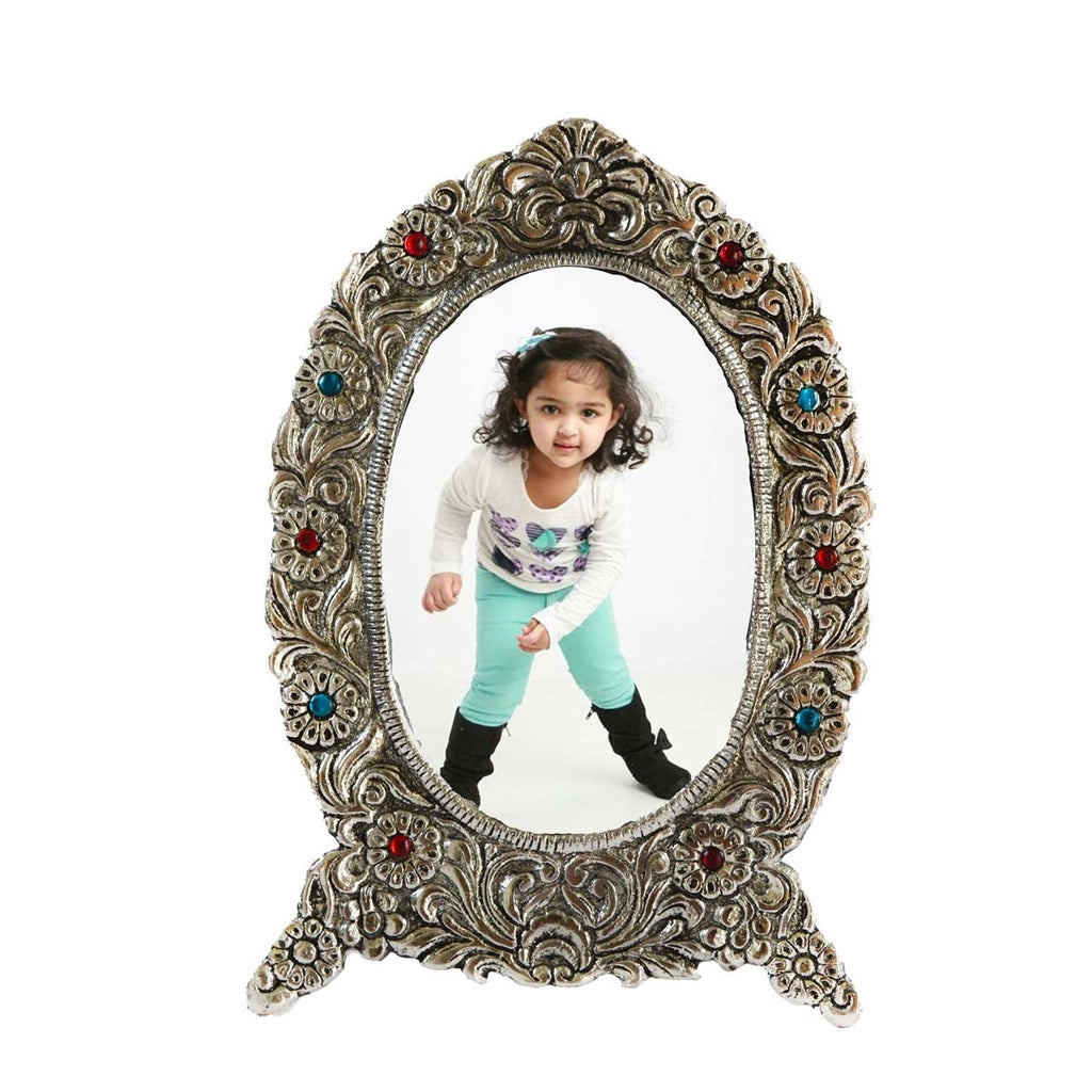 Antique Finish White Metal Decorative Single Photo Frame Kafalo