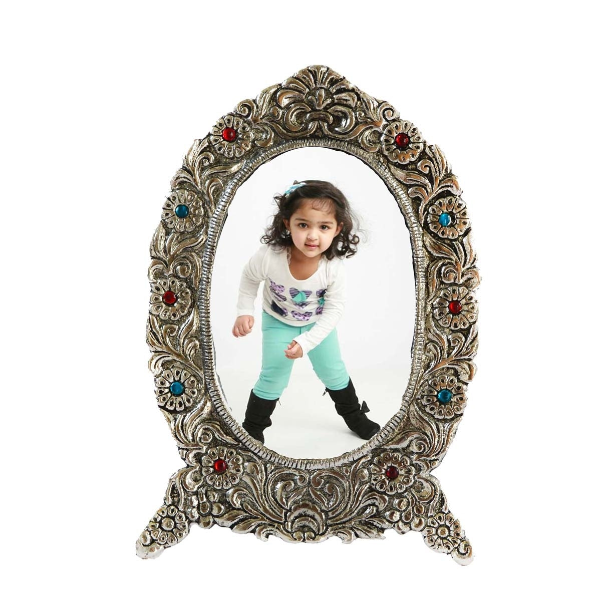 Antique Finish White Metal Decorative Single Photo Frame Kafalo